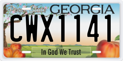 GA license plate CWX1141