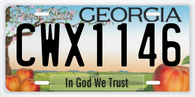 GA license plate CWX1146