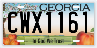 GA license plate CWX1161