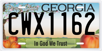 GA license plate CWX1162