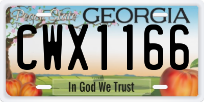 GA license plate CWX1166