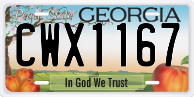 GA license plate CWX1167
