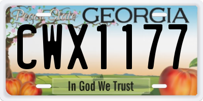 GA license plate CWX1177