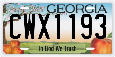 GA license plate CWX1193