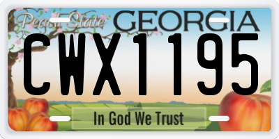 GA license plate CWX1195