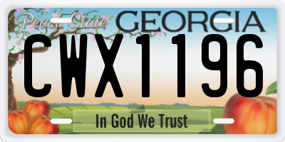GA license plate CWX1196