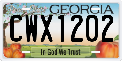 GA license plate CWX1202