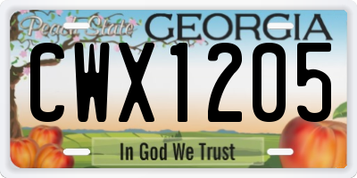 GA license plate CWX1205