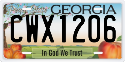 GA license plate CWX1206