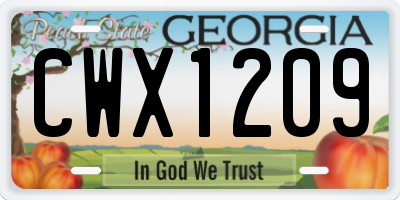 GA license plate CWX1209