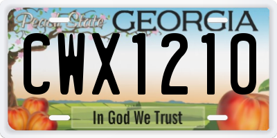 GA license plate CWX1210