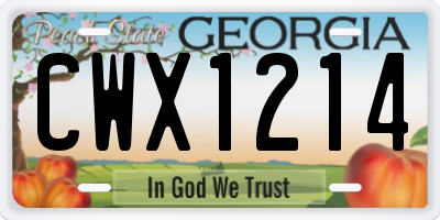 GA license plate CWX1214