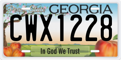 GA license plate CWX1228