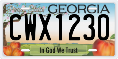 GA license plate CWX1230
