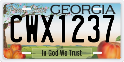 GA license plate CWX1237