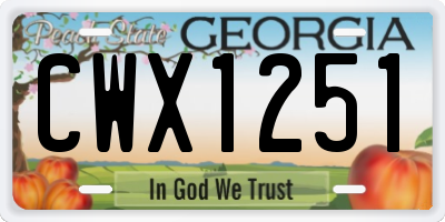GA license plate CWX1251