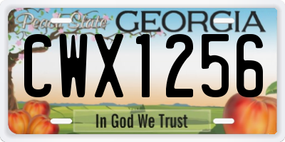 GA license plate CWX1256