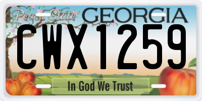 GA license plate CWX1259