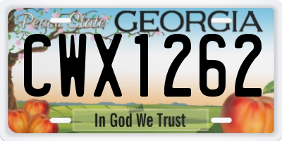 GA license plate CWX1262
