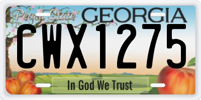GA license plate CWX1275