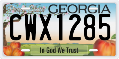 GA license plate CWX1285