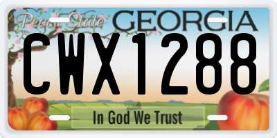 GA license plate CWX1288