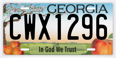 GA license plate CWX1296