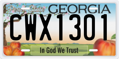GA license plate CWX1301