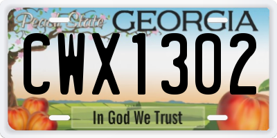 GA license plate CWX1302