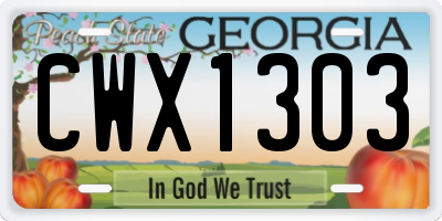 GA license plate CWX1303