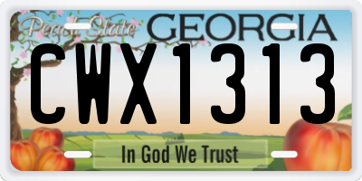GA license plate CWX1313