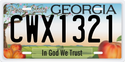 GA license plate CWX1321