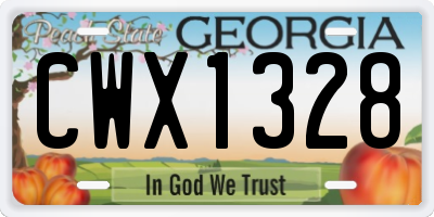 GA license plate CWX1328
