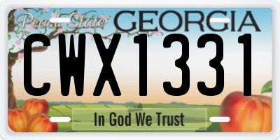 GA license plate CWX1331