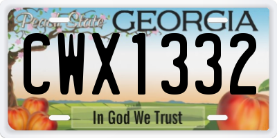 GA license plate CWX1332