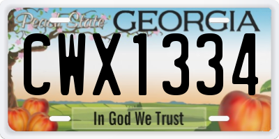 GA license plate CWX1334