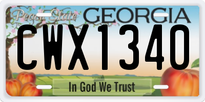 GA license plate CWX1340