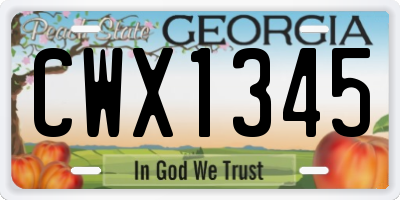 GA license plate CWX1345