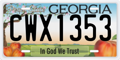 GA license plate CWX1353