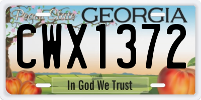 GA license plate CWX1372