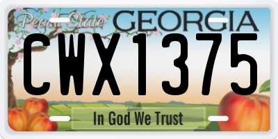 GA license plate CWX1375
