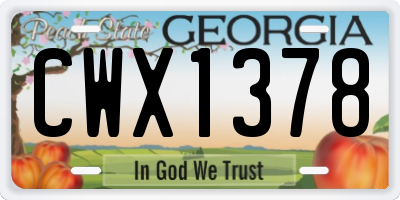 GA license plate CWX1378