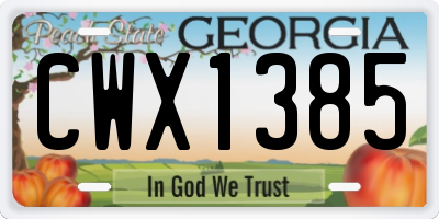 GA license plate CWX1385