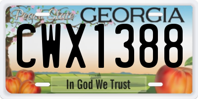GA license plate CWX1388