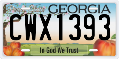 GA license plate CWX1393