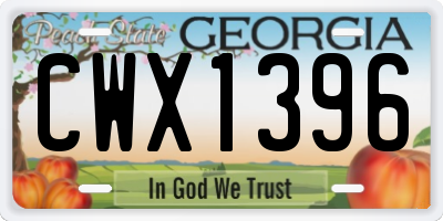 GA license plate CWX1396