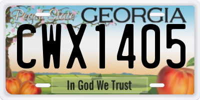 GA license plate CWX1405