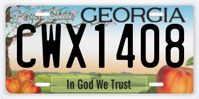 GA license plate CWX1408