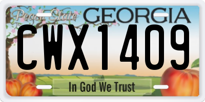 GA license plate CWX1409