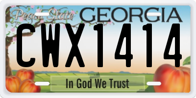 GA license plate CWX1414